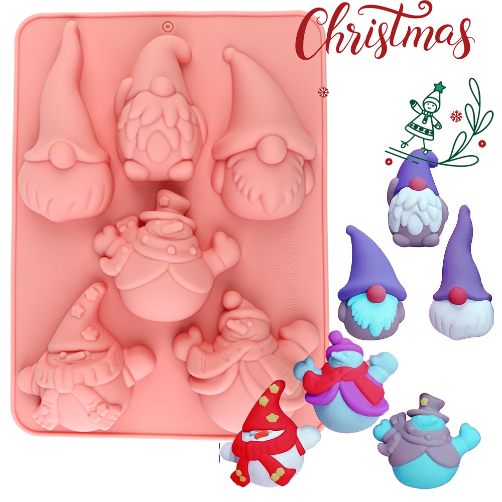 Candle Making Supplies Online - 6-Cavity Christmas Gnome Cake Chocolate Silicone
