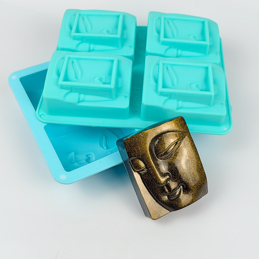 Candle Supplies To Make Candles - 4 Holes Buddha Portrait Soap Mold