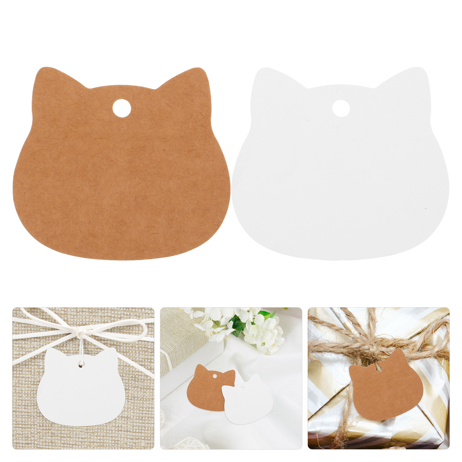 200Pcs Cat Shaped Kraft Paper  - đánh giá và giá Kraft Hang Tag
