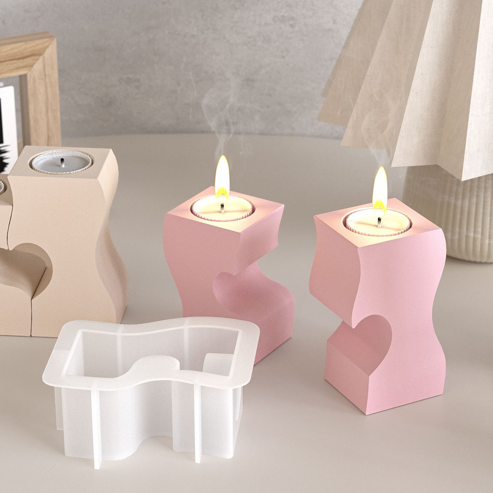 S Heart Candlestick Silicone M - đánh giá và giá Candle Making Supplies Online