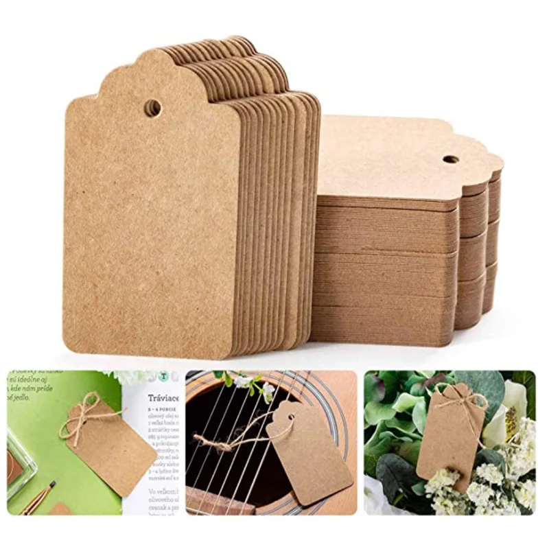 100Pcs Multi-sizes Kraft Paper - đánh giá và giá Kraft Hang Tag